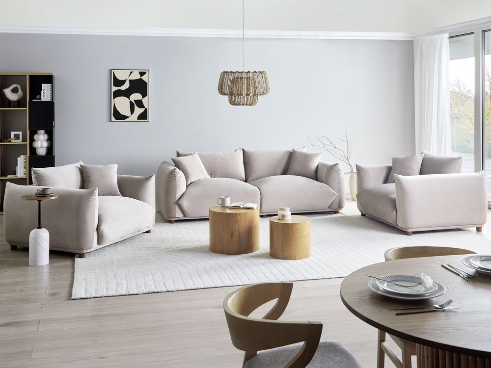 Ensemble de salon 5 places LUVOS Velours Taupe