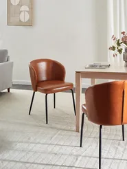 Set of 2 Dining Chairs ZANA Faux Leather Golden Brown_986872