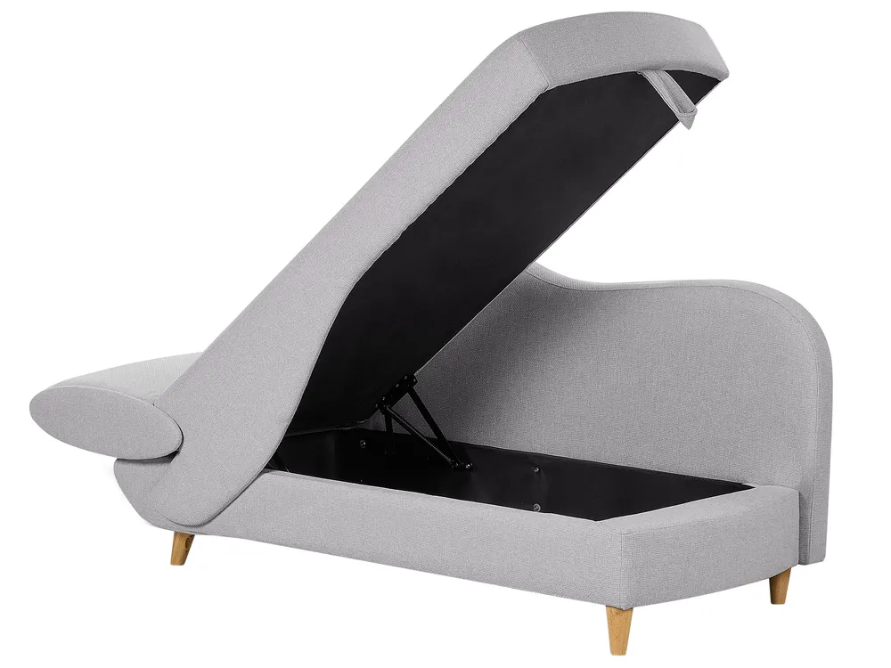 Linksseitige Chaiselongue MERI mit Stauraum Kunstleinen Hellgrau_881198
