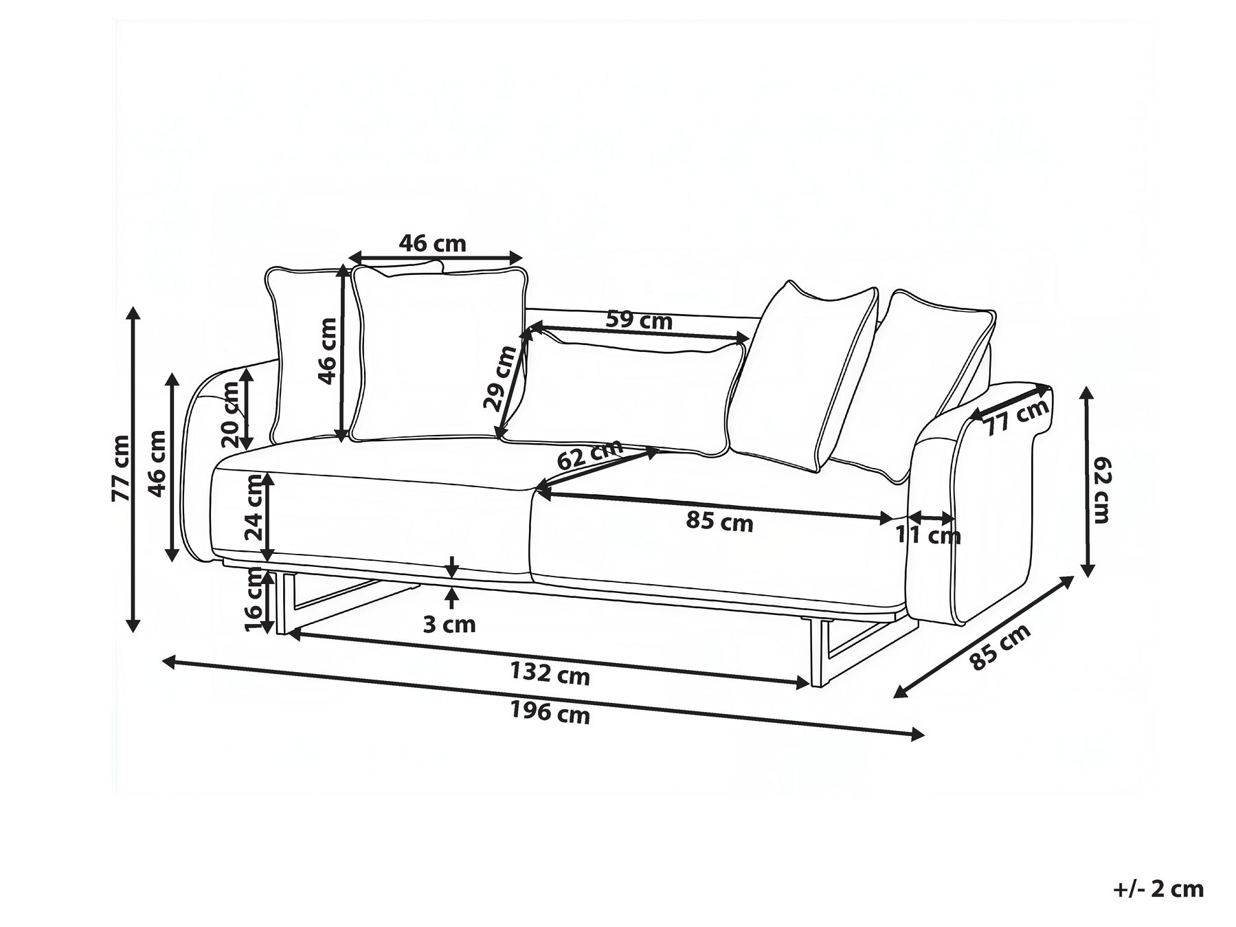 Sofa 3-Sitzer SVANEK Stoff Grün_1061550