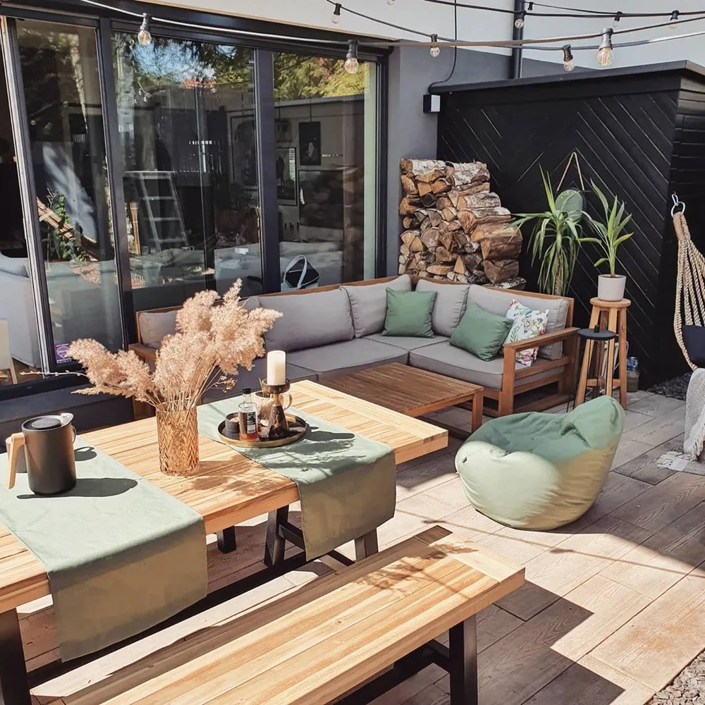 Garden Dining Table SCANIA 170 cm 80 cm Acacia Wood Black_772377