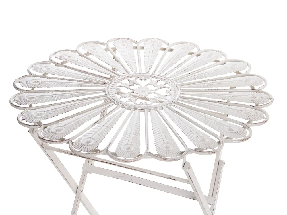 Bistro-Set mit Bank PAVIA Metall Cremeweiß_1046361