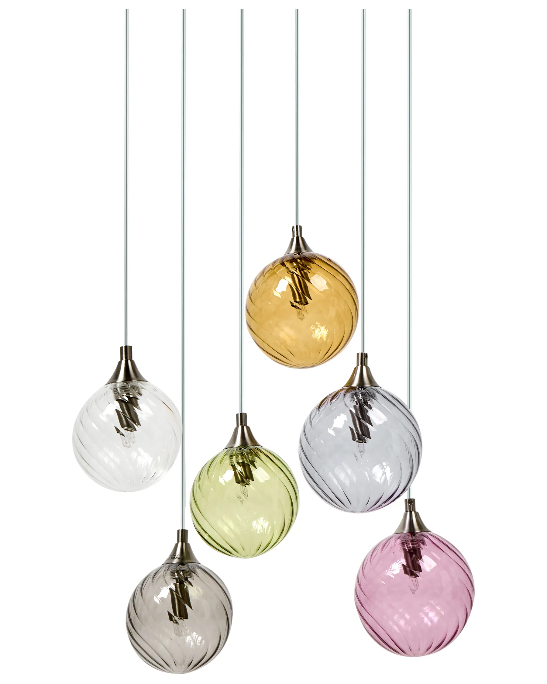 6 Light Pendant Lamp TUDDI Glass Multicolour_1033889