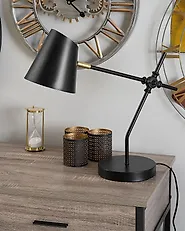 Schreibtischlampe HORTON verstellbar Metall Schwarz_1179244