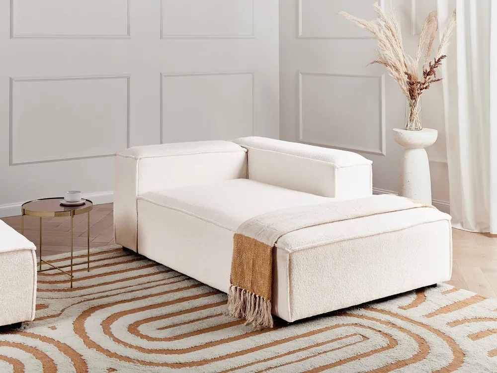 Linksseitige Chaiselongue ARDAL Bouclé Cremeweiß