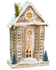 Weihnachtsdekoration LED UNARI 50 cm Haus Hellbraun_1027868