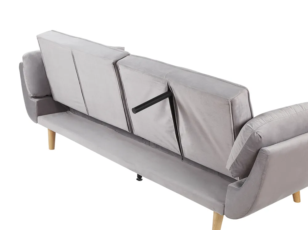 Schlafsofa 3-Sitzer ASBY Samtstoff Hellgrau_788070