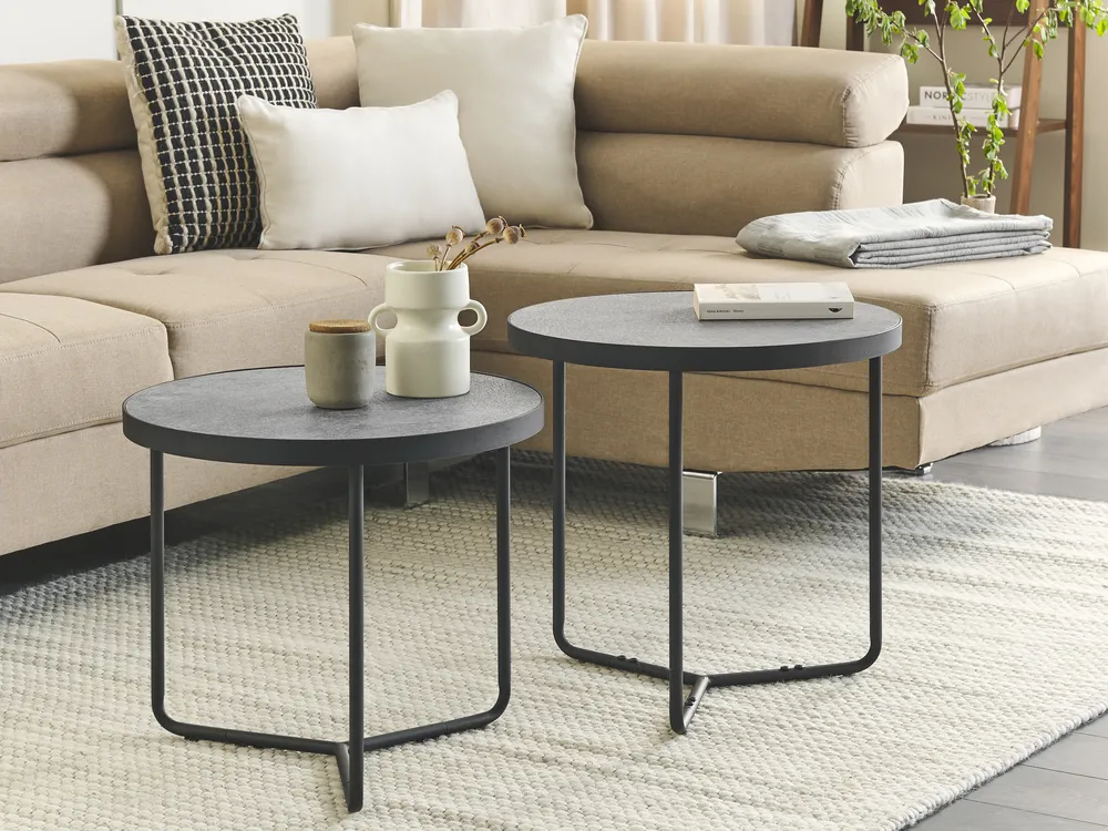 Set of 2 Coffee Tables MELODY Grey Concrete Effect_823451
