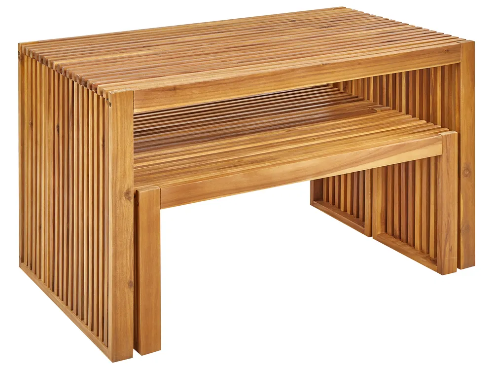 Gartenmöbel Set mit Bänken 4-Sitzer BELLANO Akazienholz Braun_922080