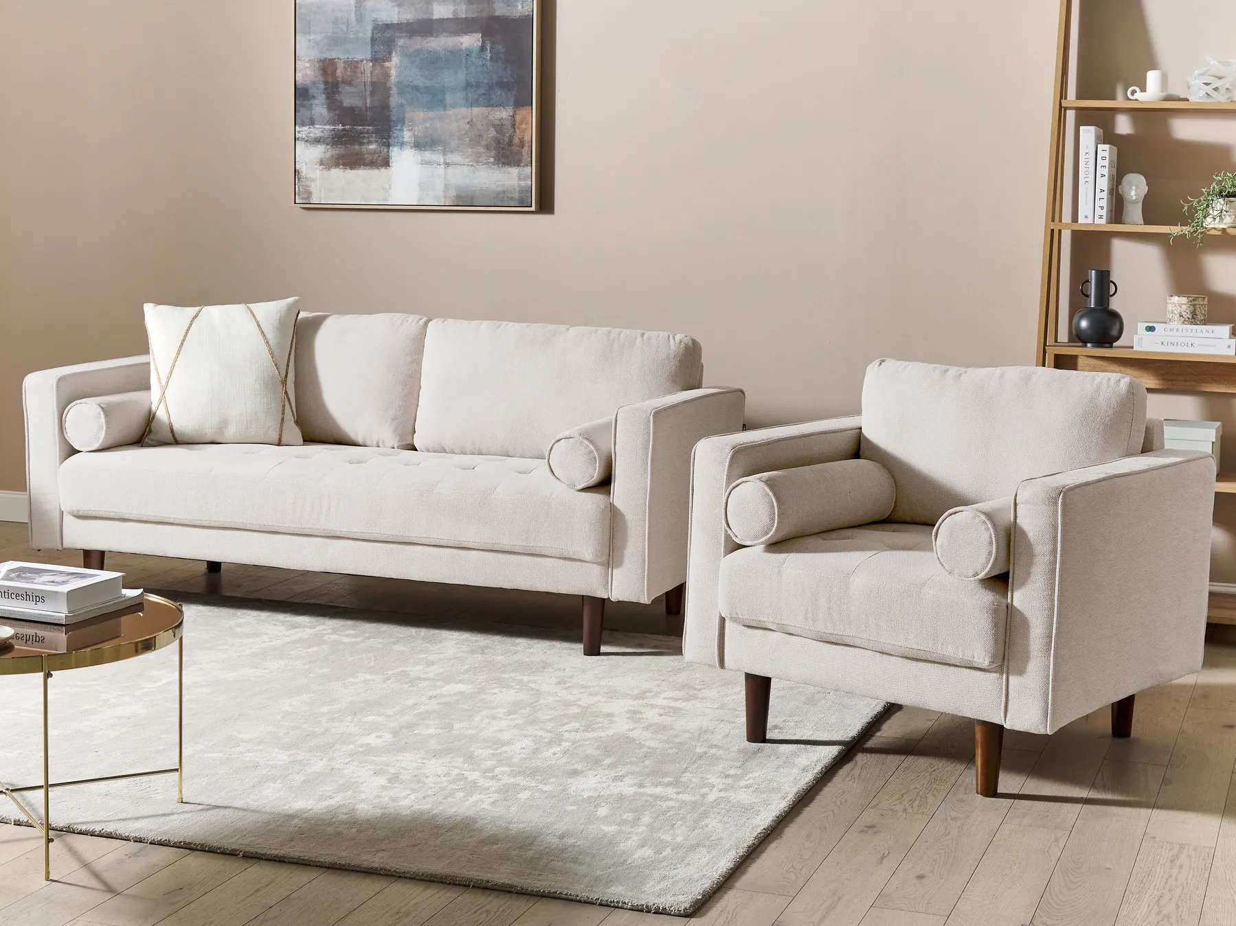 Sofa Set 4-Sitzer NURMO Stoff Hellbeige_896165