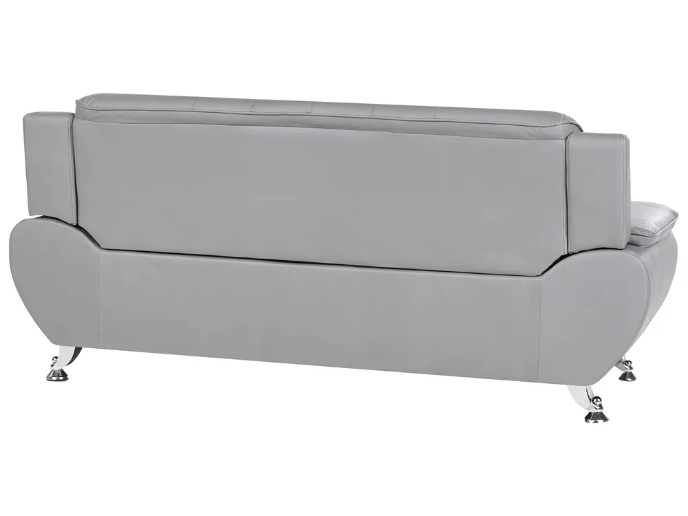 Sofa 3 Seater LEIRA Faux Leather Grey_1058655