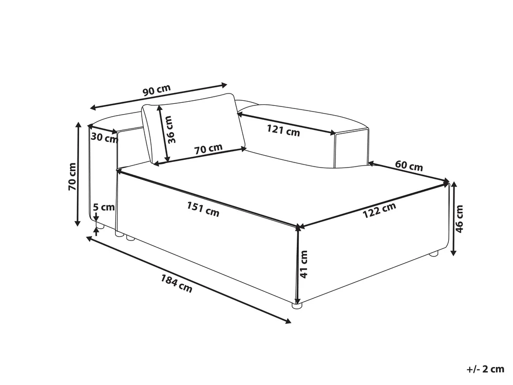 Linksseitige Chaiselongue BRANDE Stoff Schwarz_999125