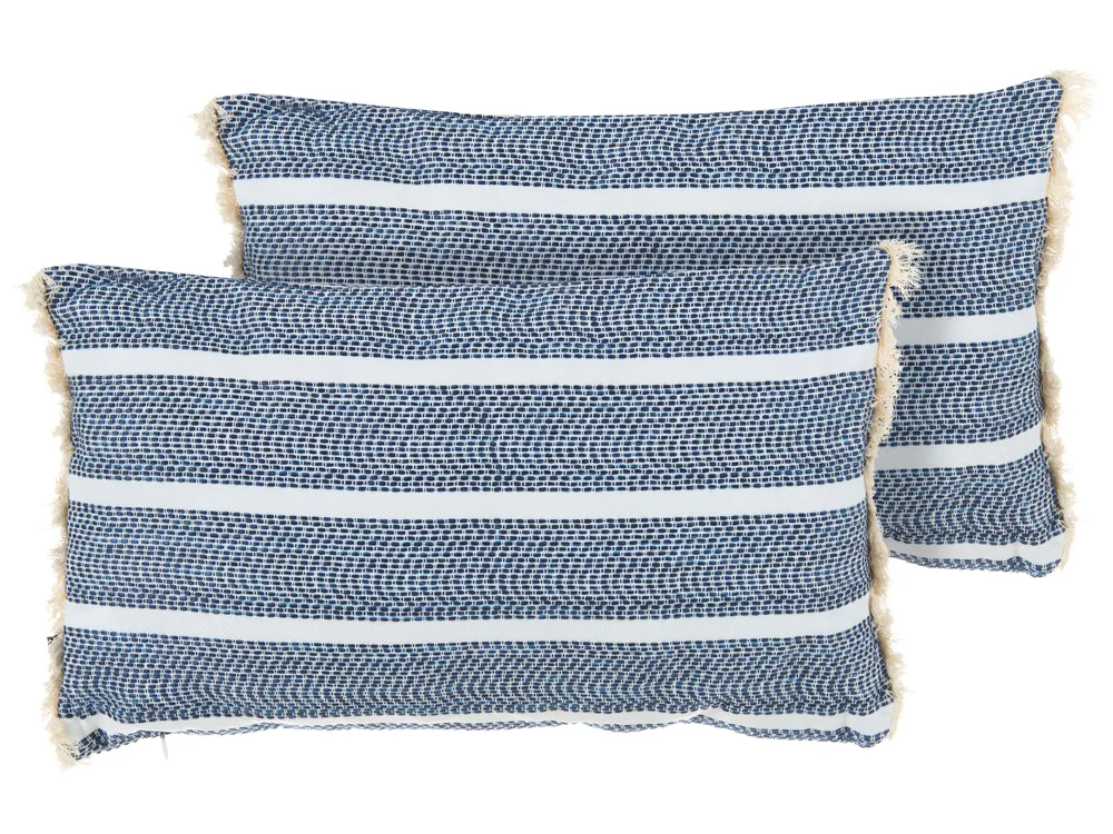 Gartenkissen 2er Set ALPINIA Streifenmuster 30 x 50 cm Blau
