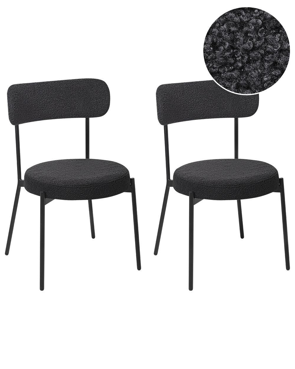 Set of 2 Dining Chairs ALLISON Boucle Black