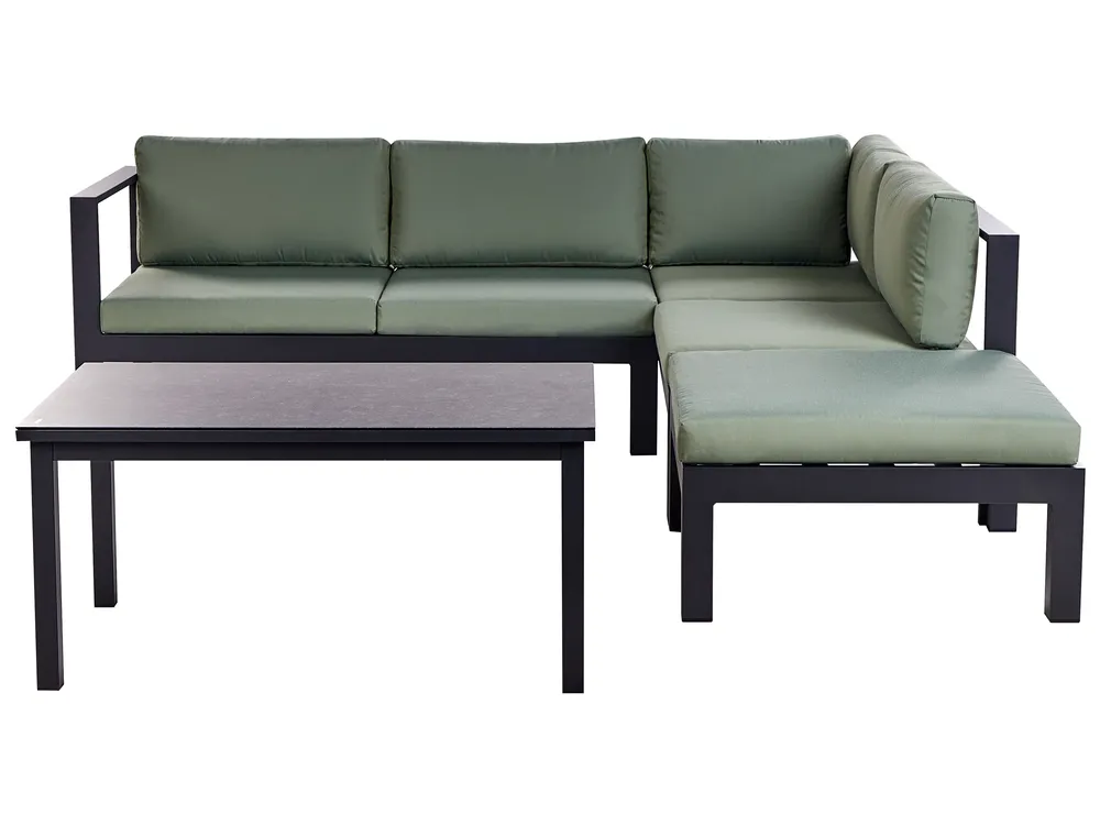 Garten Ecksofa mit Tisch 5-Sitzer MESSINA Metall Grün linksseitig