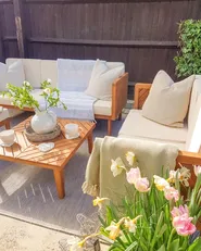 Garden Lounge Set with Table and Ottoman 6 Seater BARATTI Acacia Wood Brown_926188
