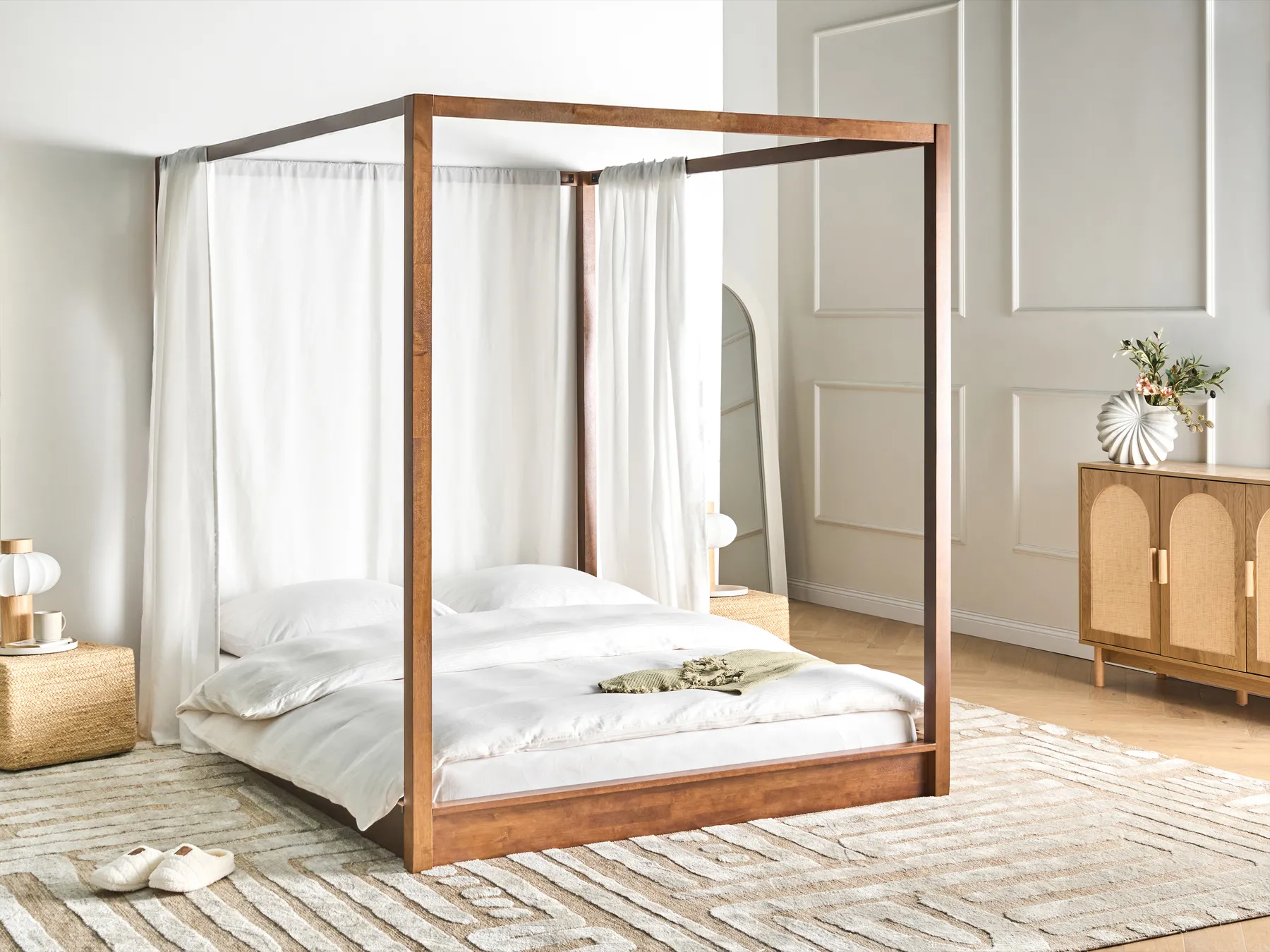 Himmelbett Holz HERLIERE 160 x 200 cm Dunkelbraun_1037170