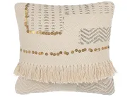 Dekokissen 2er Set VAYALI 45 x 45 cm Baumwolle Beige Streifenmuster_802438