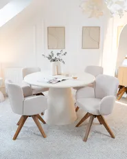 Esszimmerstuhl 2er Set drehbar JEAN Stoff Hellbeige_1063257