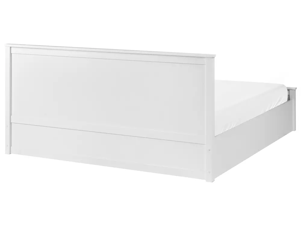 Bett mit Stauraum LAMBRES Kiefernholz Weiß 180 x 200 cm_1048704