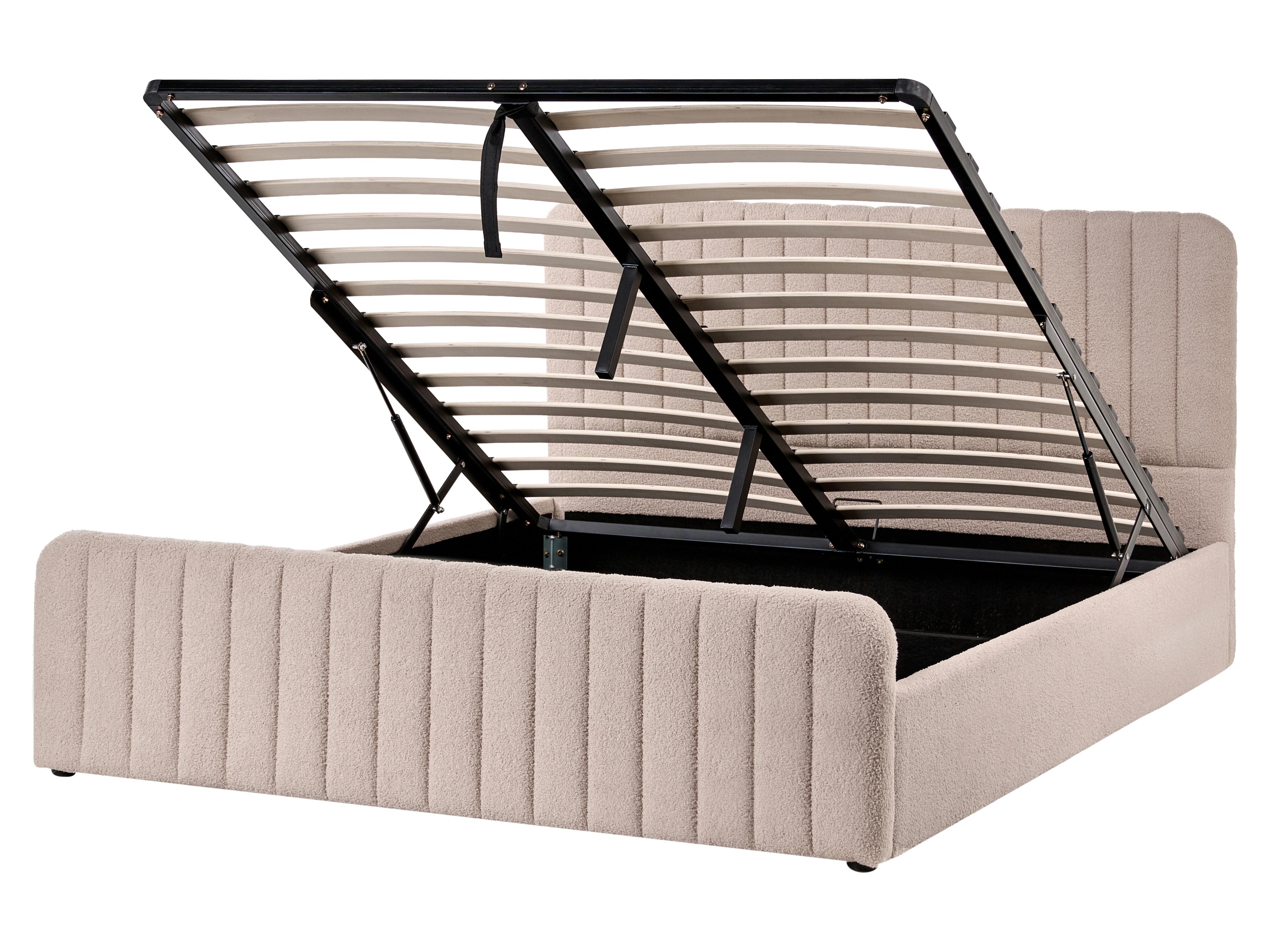 Ottoman Bed LUNAN Boucle Beige 160 x 200 cm (EU King Size)_1048447