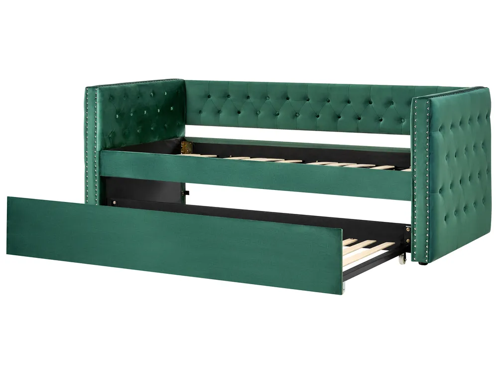 Ausziehbett Samtstoff GASSIN 90 x 200 cm Smaragdgrün_779280