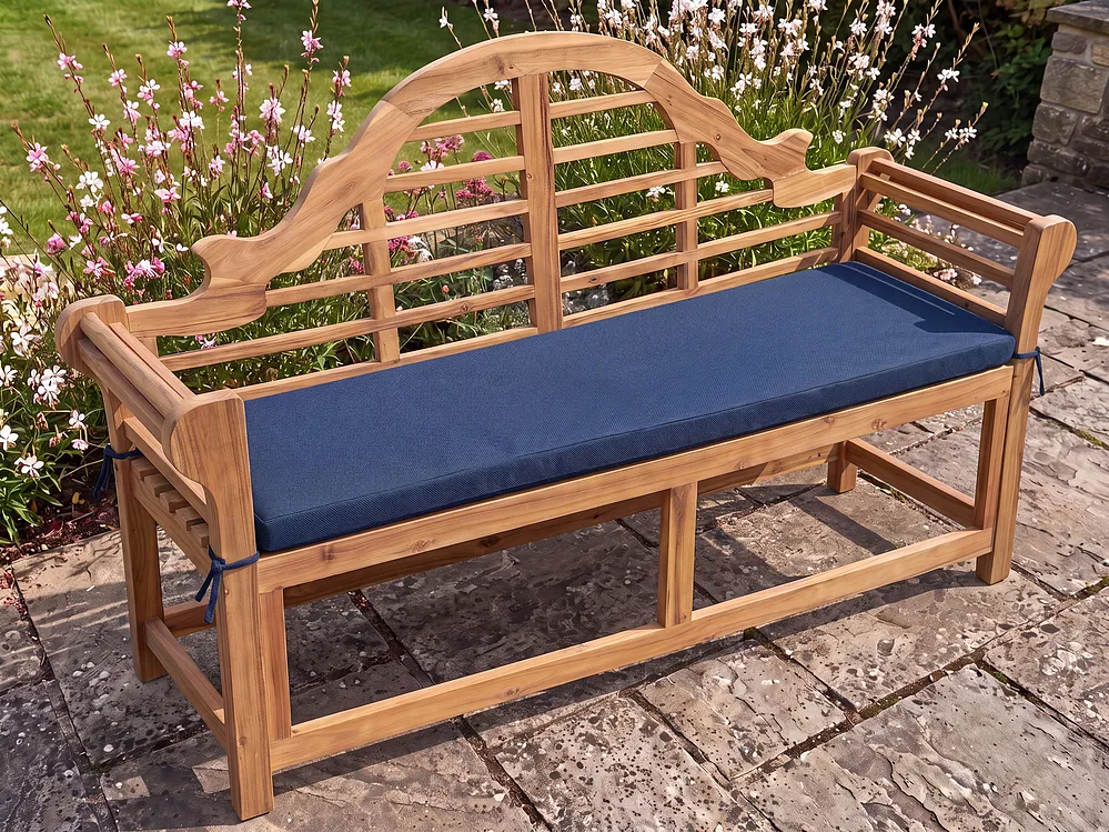 Gartenbank mit Auflage MARLBORO 180 cm Akazienholz Blau_1153735