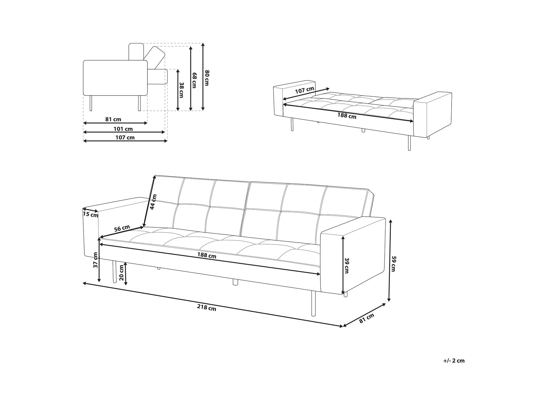 Schlafsofa 3-Sitzer VISNES Samtstoff Marineblau_730414