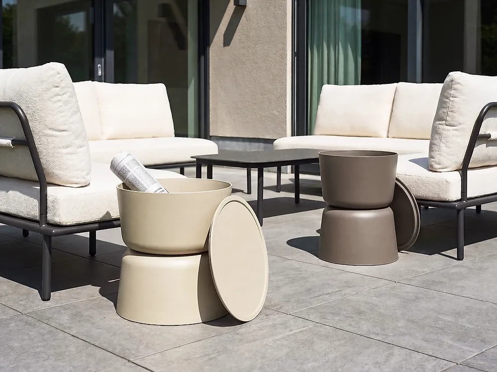 Set van 2 bijzettafels ATACAMA 32/40 cm 32/40 cm Bruin Beige_1172076
