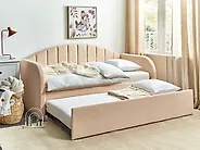 Ausziehbett Bouclé EYBURIE 90 x 200 cm Pfirsichrosa_1185087