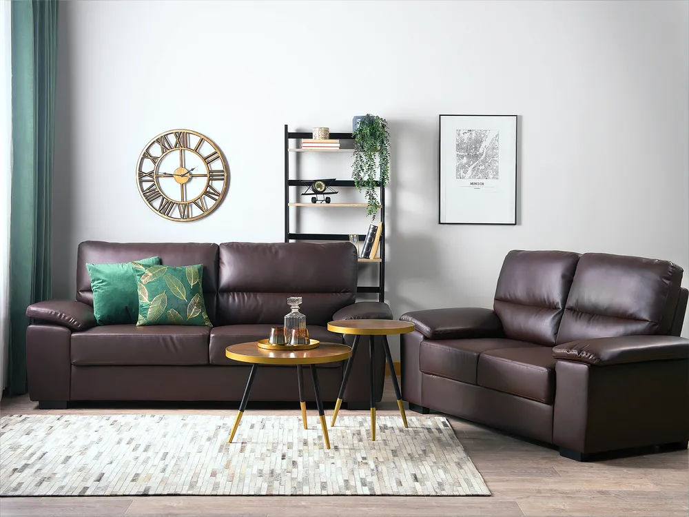 Sofa Set 5-Sitzer VOGAR Kunstleder Dunkelbraun