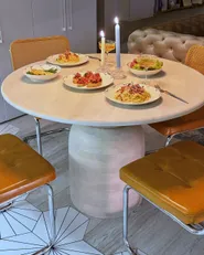 Dining Table MURTLE White 110 cm 110 cm Mango Wood_1176516