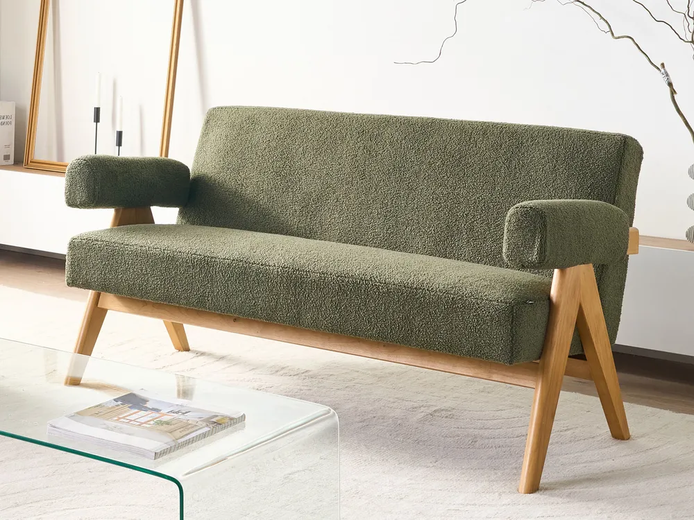 Sofa 2-Sitzer TAMRE Bouclé Grün / Hellbraun