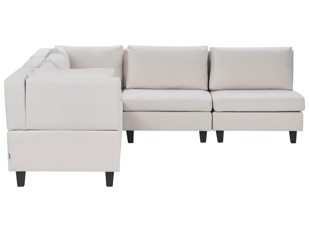Modul Ecksofa 5-Sitzer UNSTAD Stoff Hellbeige rechtsseitig_925359
