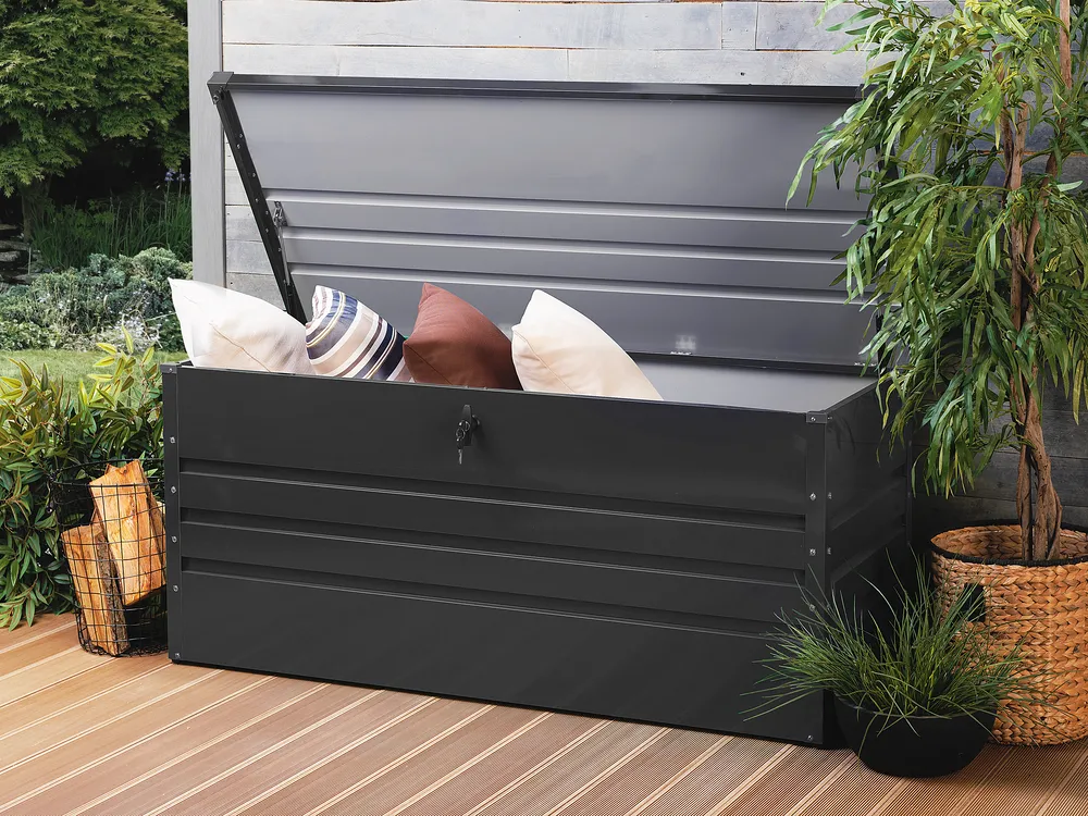 Aufbewahrungsbox CEBROSA 132 cm 62 cm Metall Graphitgrau