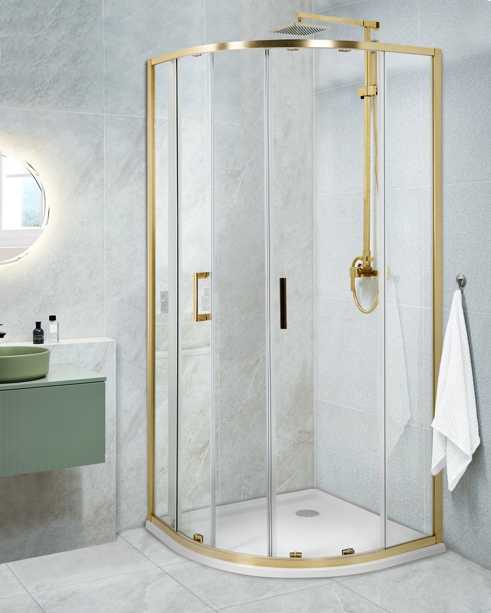 Cabine de douche JUKATAN 90 x 90 x 185 cm Doré