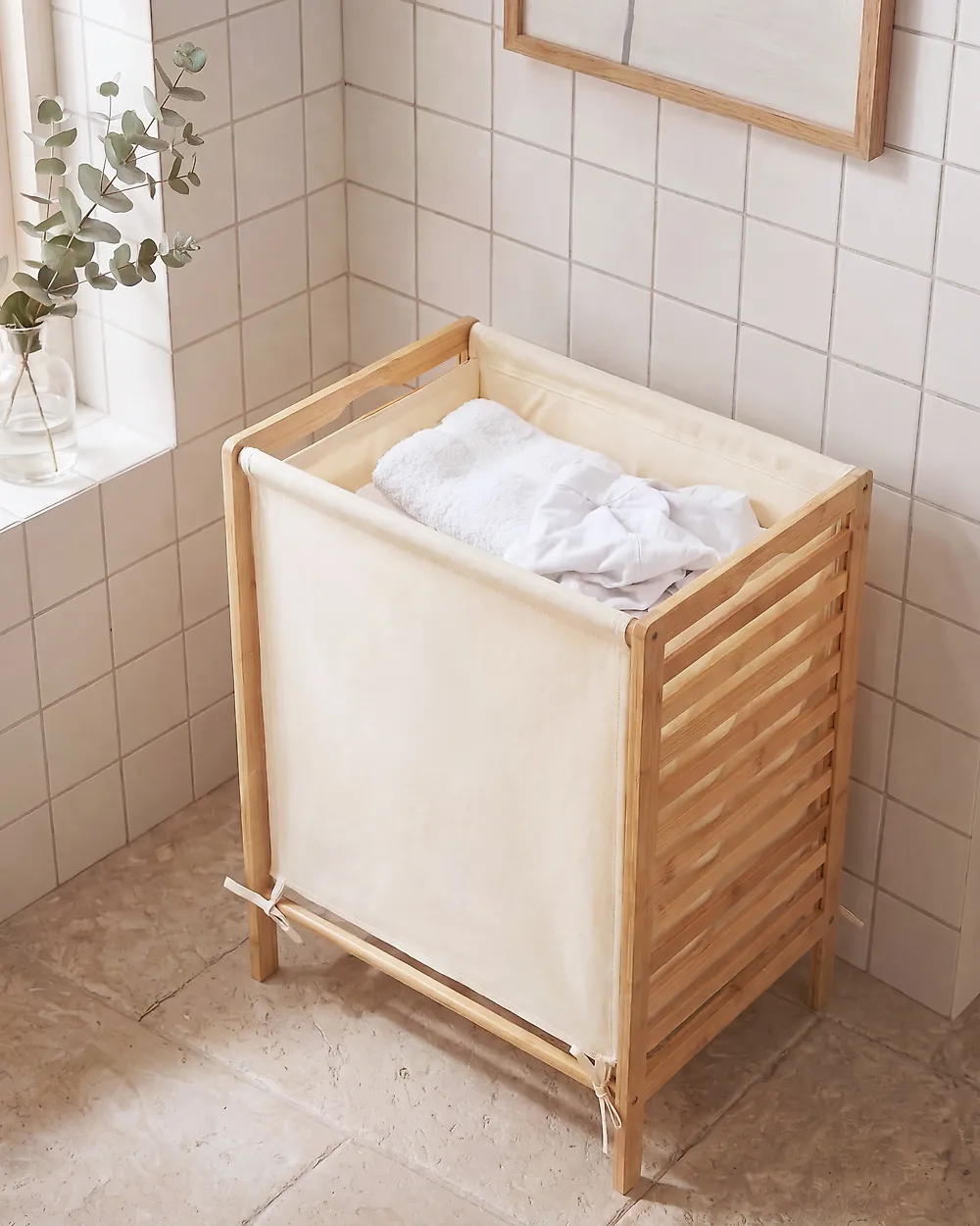 Wäschekorb CARACHI Bambus Hellbraun 65 L