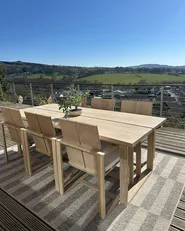 Gartenmöbel Set 6-Sitzer AZZANELLO Akazienholz Cremeweiß_982729