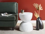Beistelltisch CAORIA 40 cm 40 cm Terrazzo Optik Weiß_918796