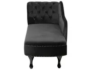 Left-Hand Chaise Longue NIMES Velvet Black_696693