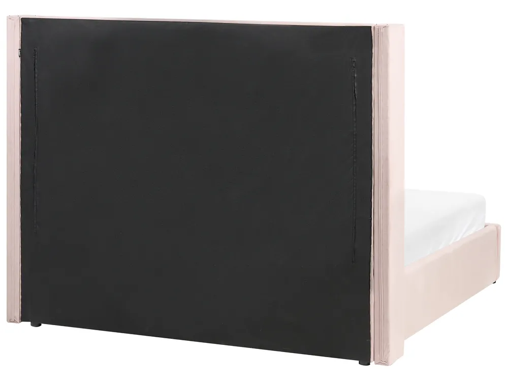 Bett mit Stauraum LUBBON Samtstoff Pastellrosa 160 x 200 cm_833886