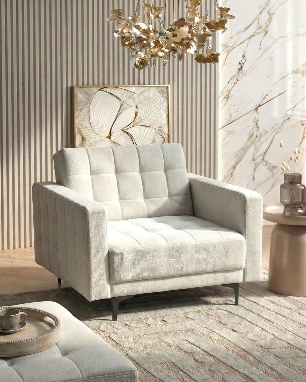 Fauteuil ABERDEEN Stof Gebroken wit