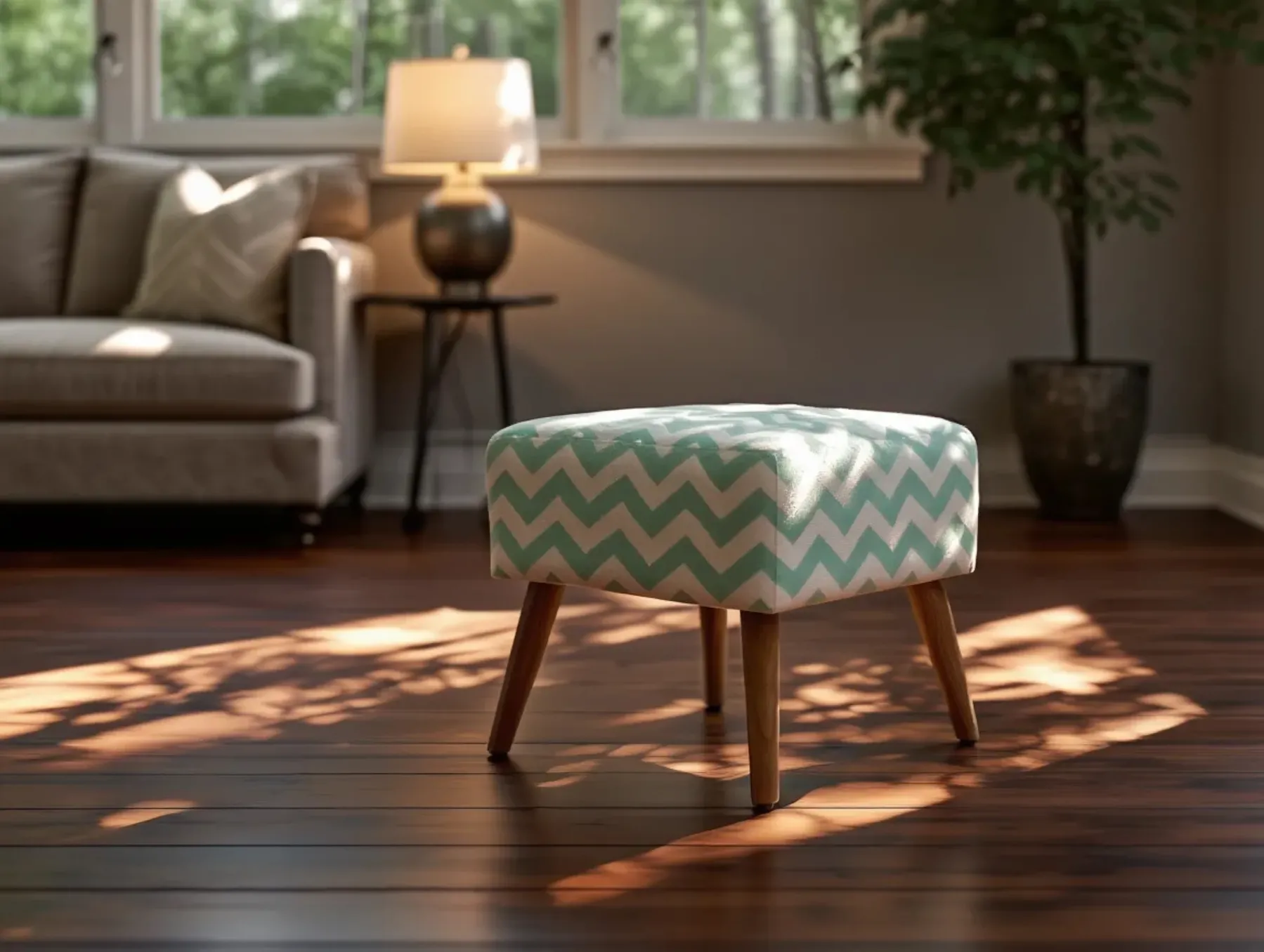 Footstool MANTEO Cotton Mint Green_658316