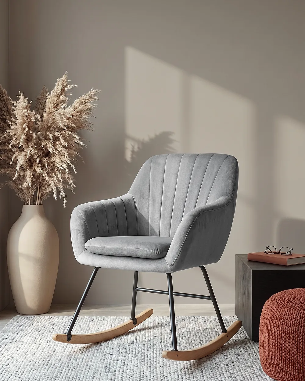 Rocking Chair LIARUM Velvet Grey_1151310