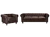 Sofa Set 4-Sitzer CHESTERFIELD Samtstoff Dunkelbraun