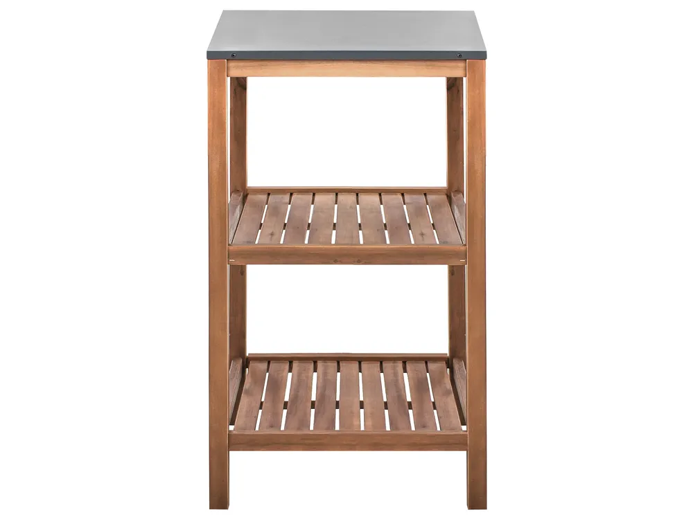 Outdoor-Küche 3er Set mit Spüle BRUCOLI Braun / Schwarz Akazienholz_1002745