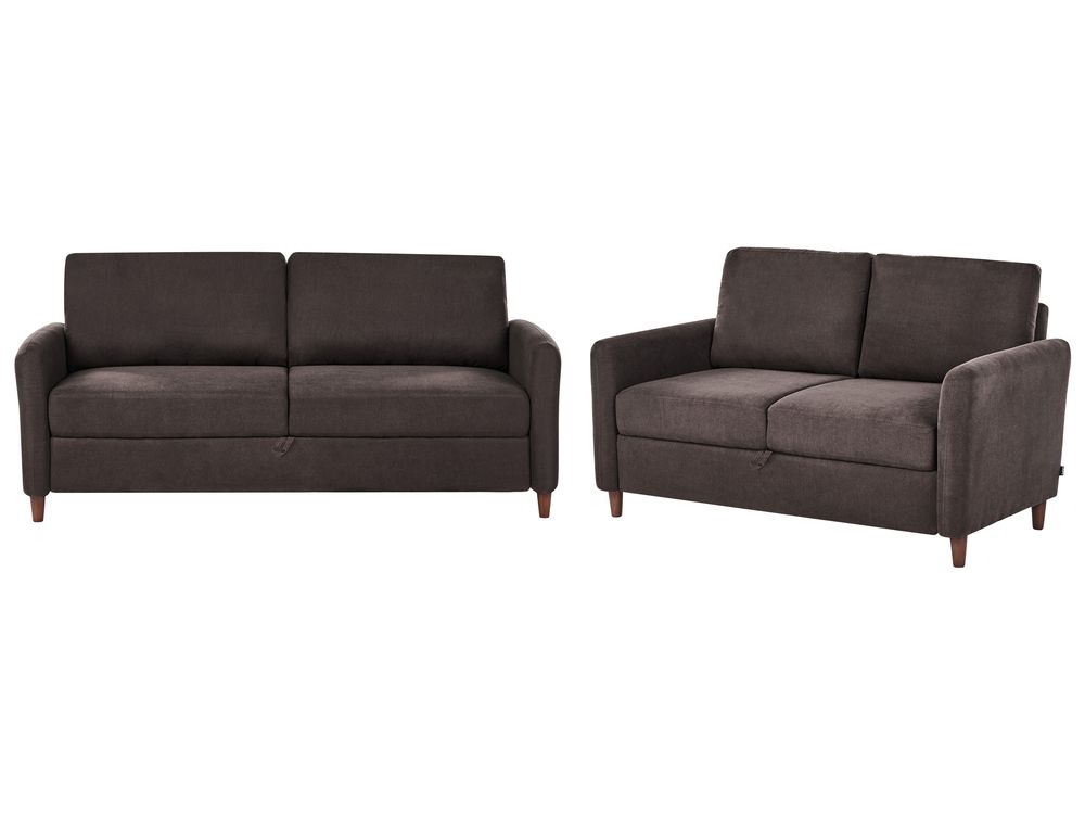 Living Room Set 5 Seater MARE Fabric Dark Brown