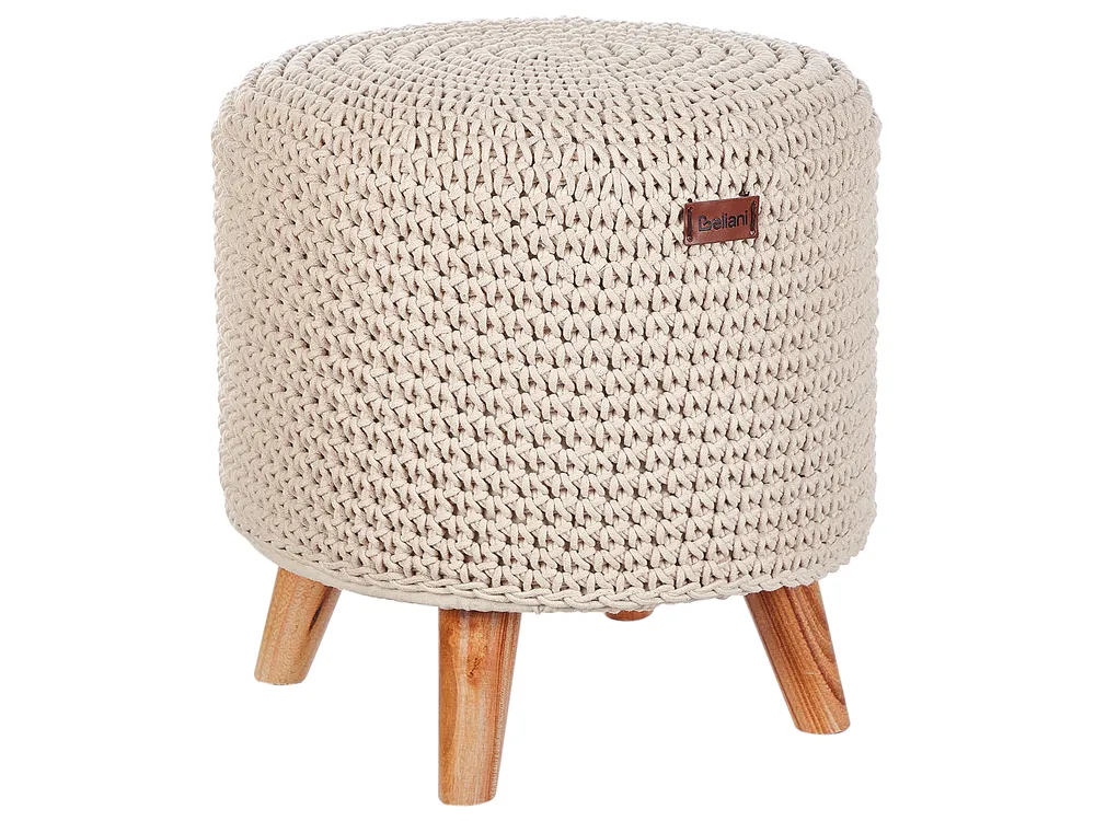 Hocker Makramee MARDAN Baumwolle Beige