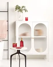 Glass Display Sideboard SARRE 90 cm Metal White_863871