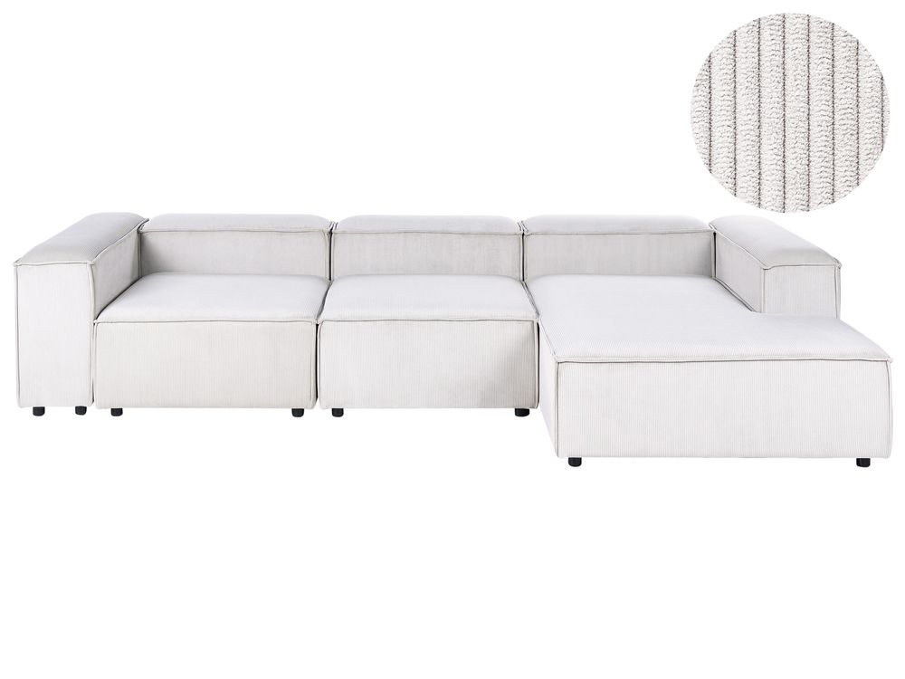 Modular Corner Sofa 4 Seater ARDAL Corduroy Off-White Left Hand